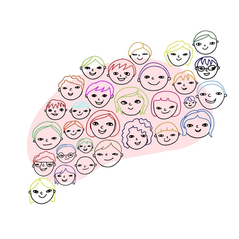 Set of contour faces of children vector