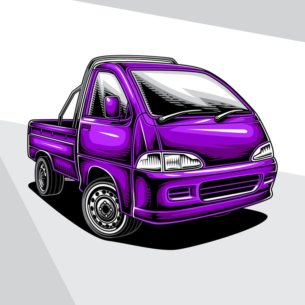 illustration of a mini pickup truck vector