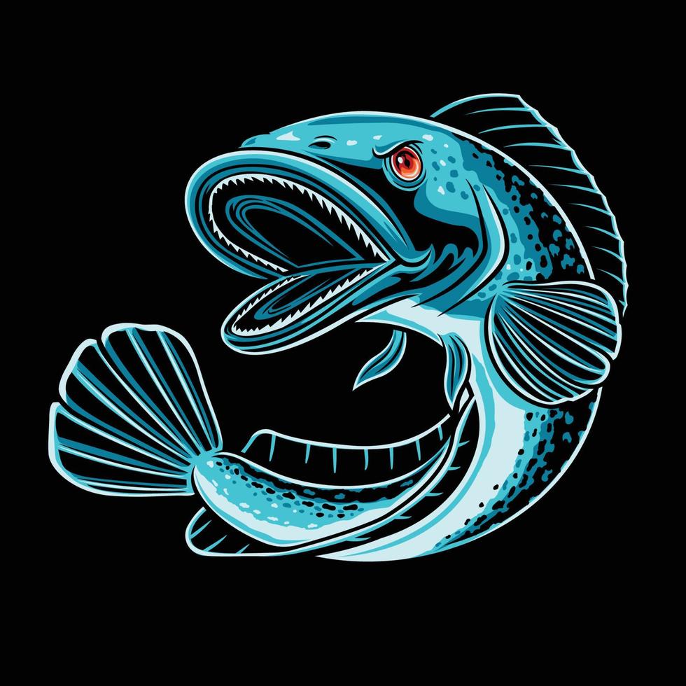ilustración de pez cabeza de serpiente vector