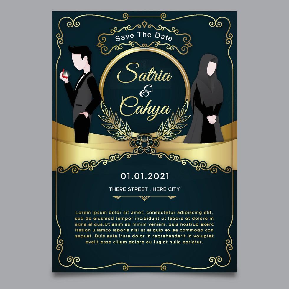 plantillas de invitación de boda con tema de corte de papel con personajes vector