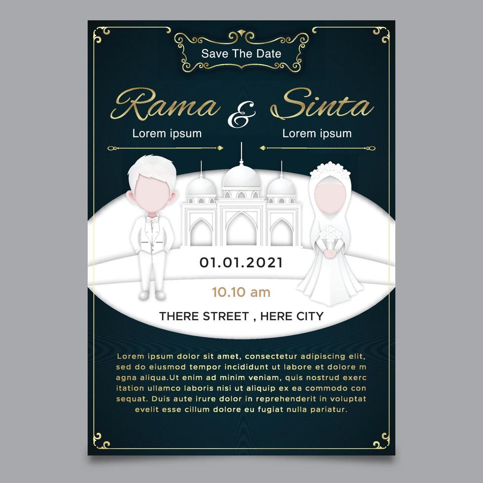 invitation template papercut theme vector