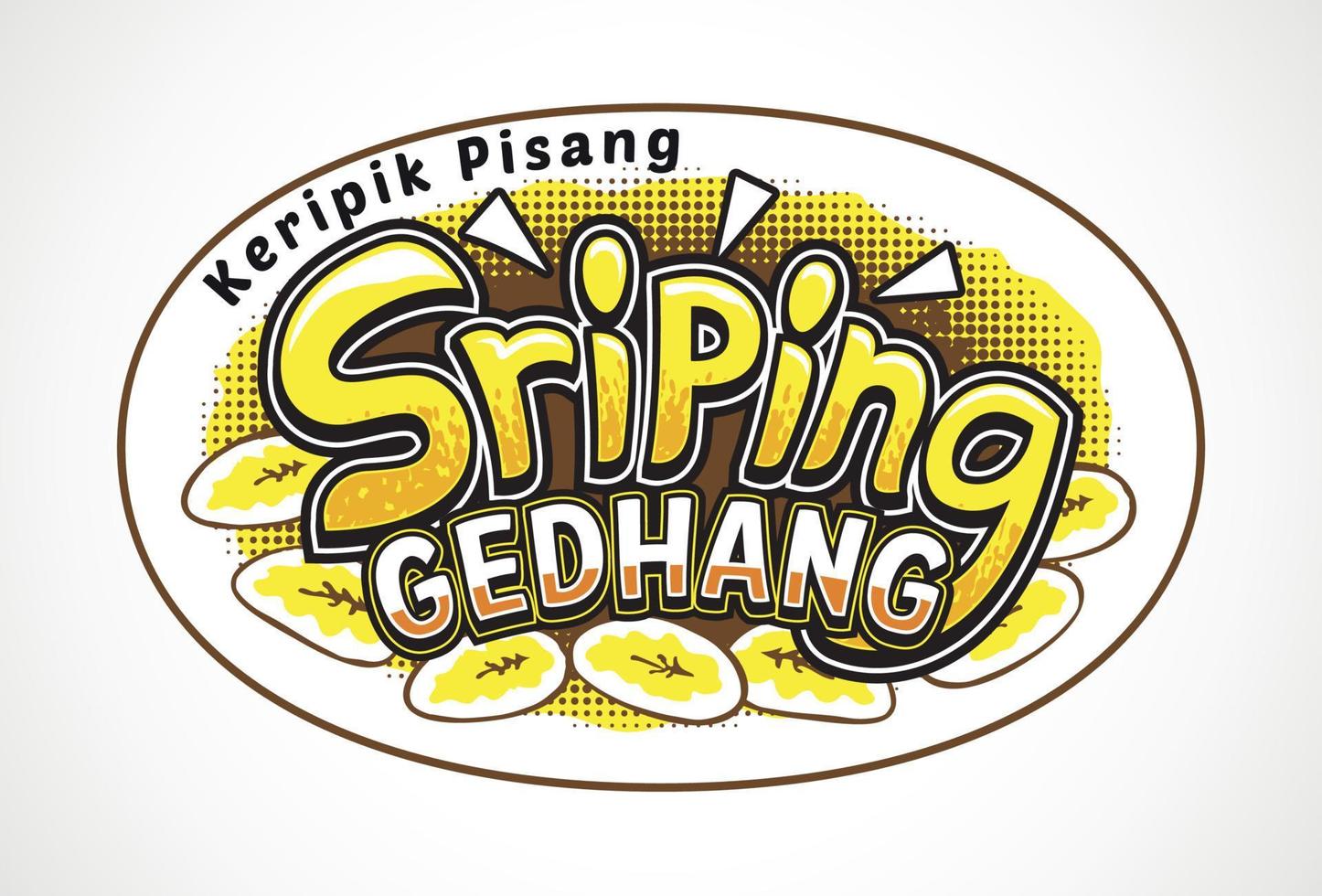 letra gedhan sriping, logotipo para la etiqueta de chips de plátano vector
