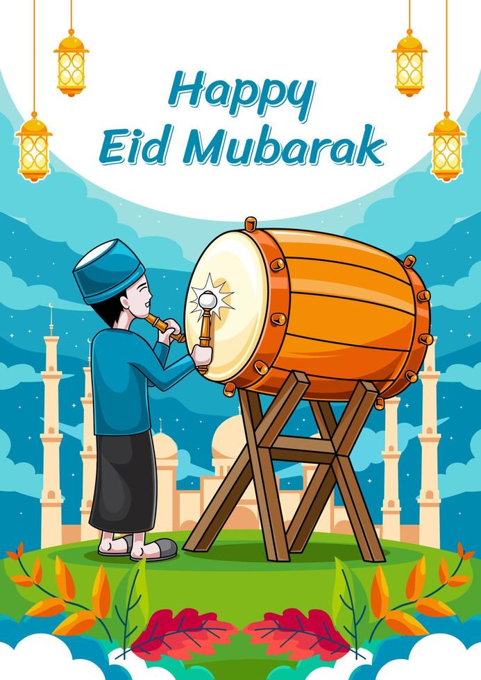 Happy eid mubarak flyer template vector