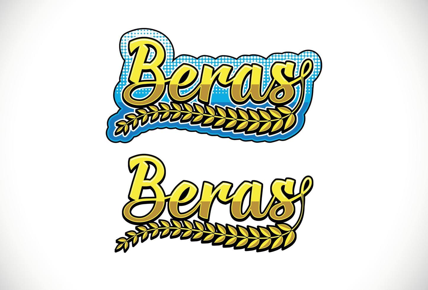 logotipo de arroz para el logotipo de productos de arroz dice ''beras'' vector