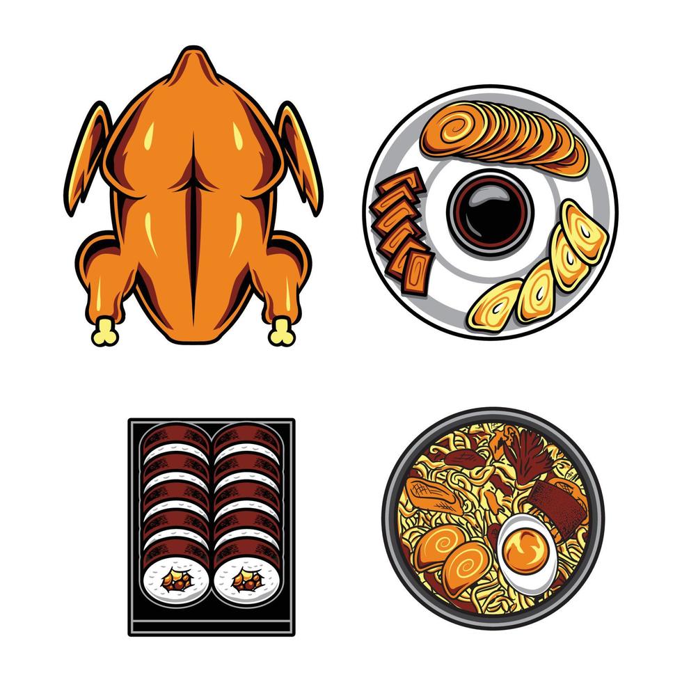 Japanese food and grilled chicken vector