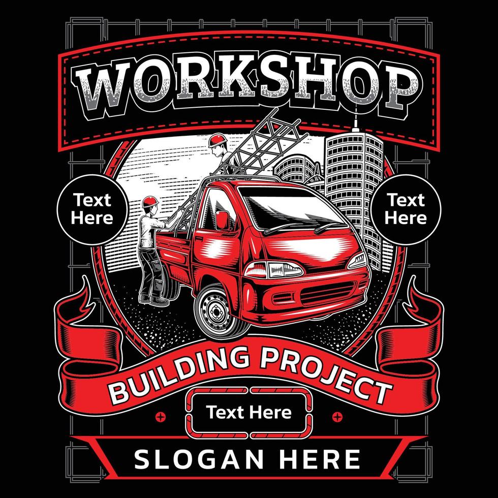 Workshop building project tshirt design vector