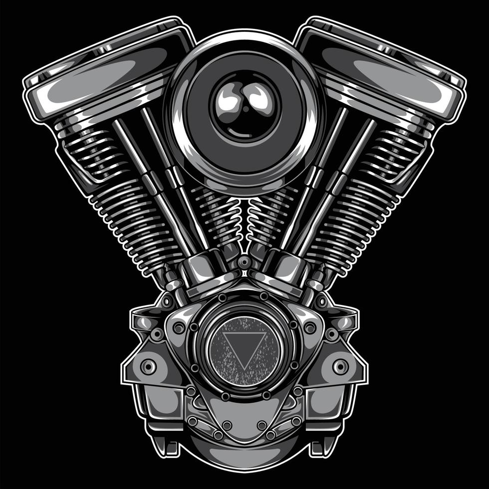 twin motor engine illustration vector