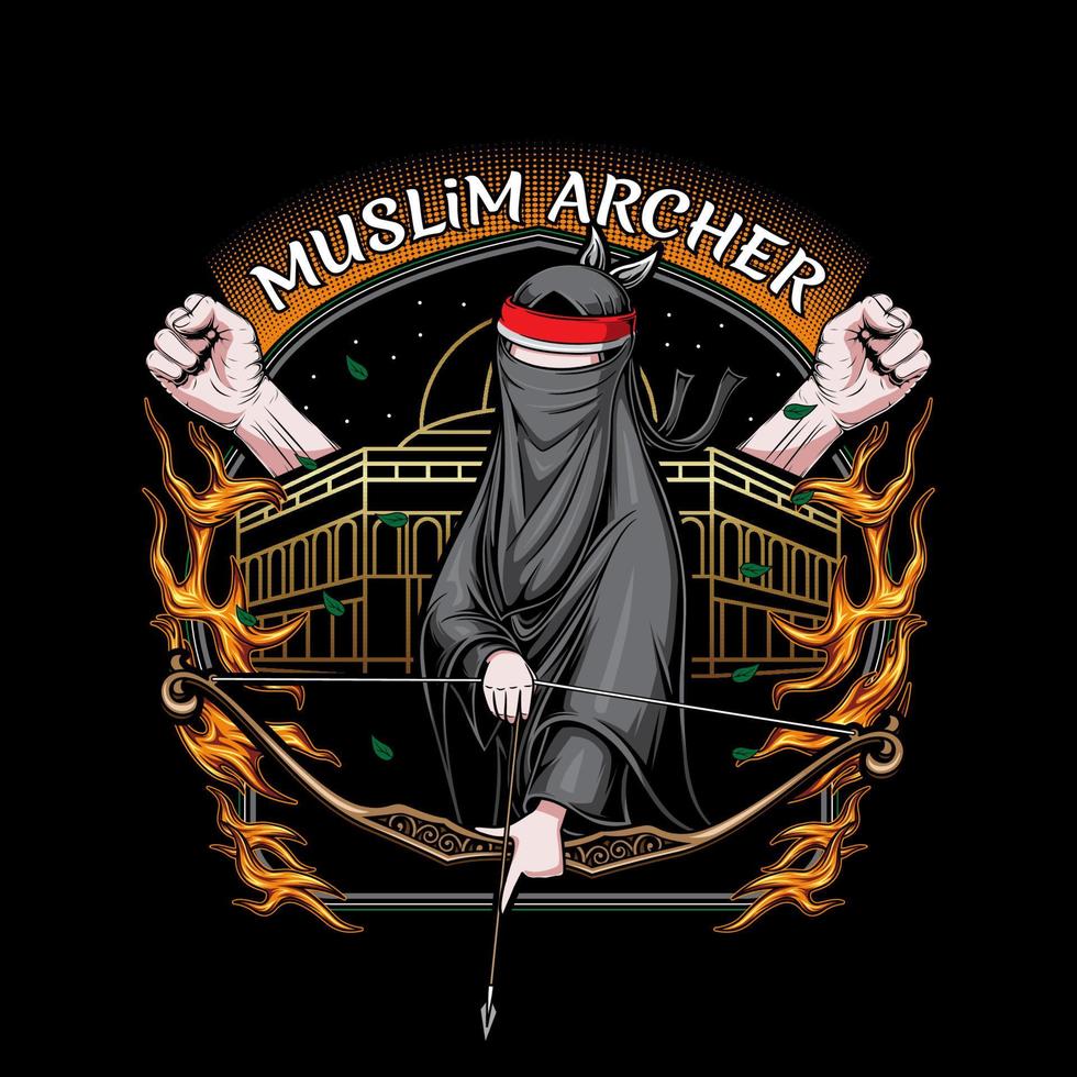 muslim archer illustration vector