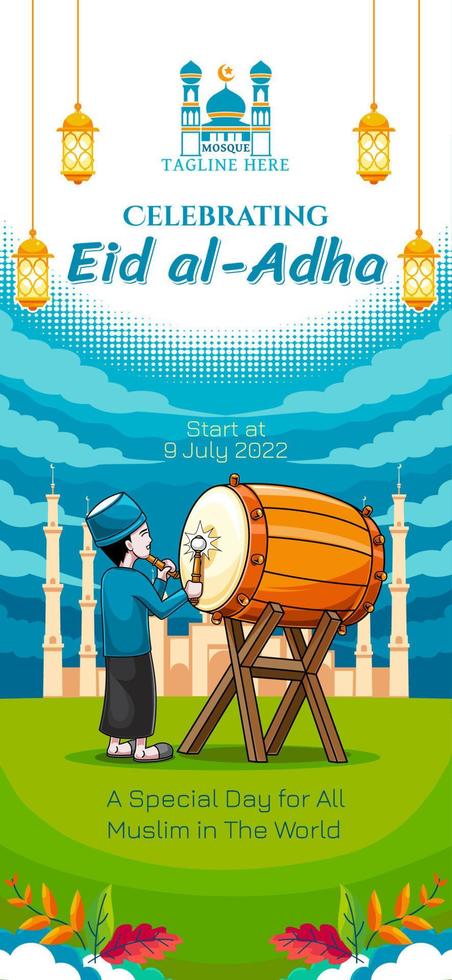 Eid al Adha Wallpaper with Drummur illustration vector