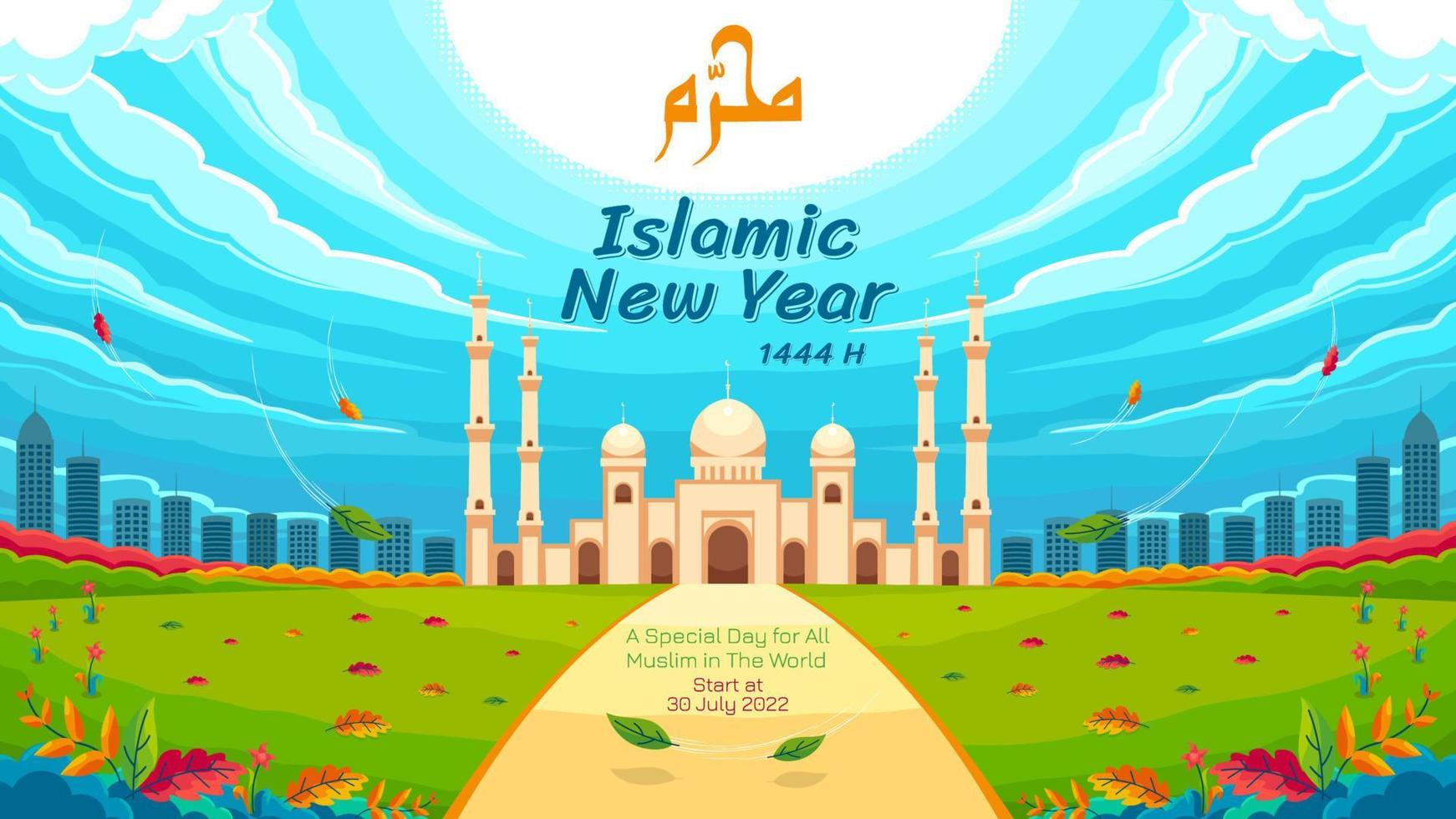 cielos despejados, con almas tranquilas en el nuevo año islámico vector
