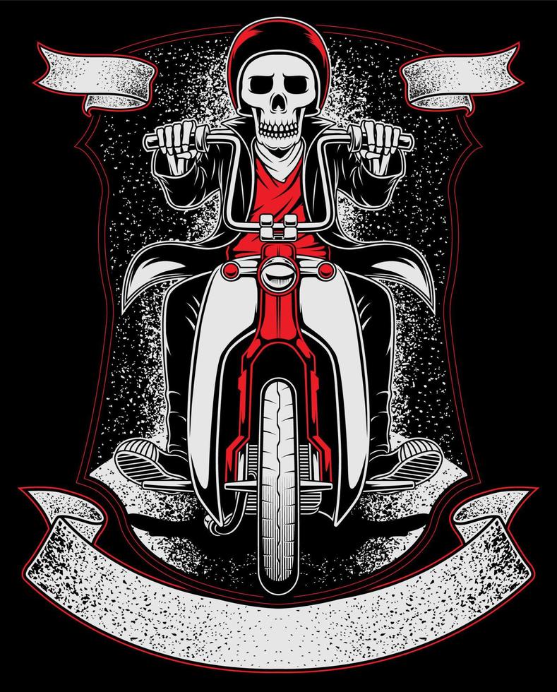 classic custom motorbike rider skull illustration vector