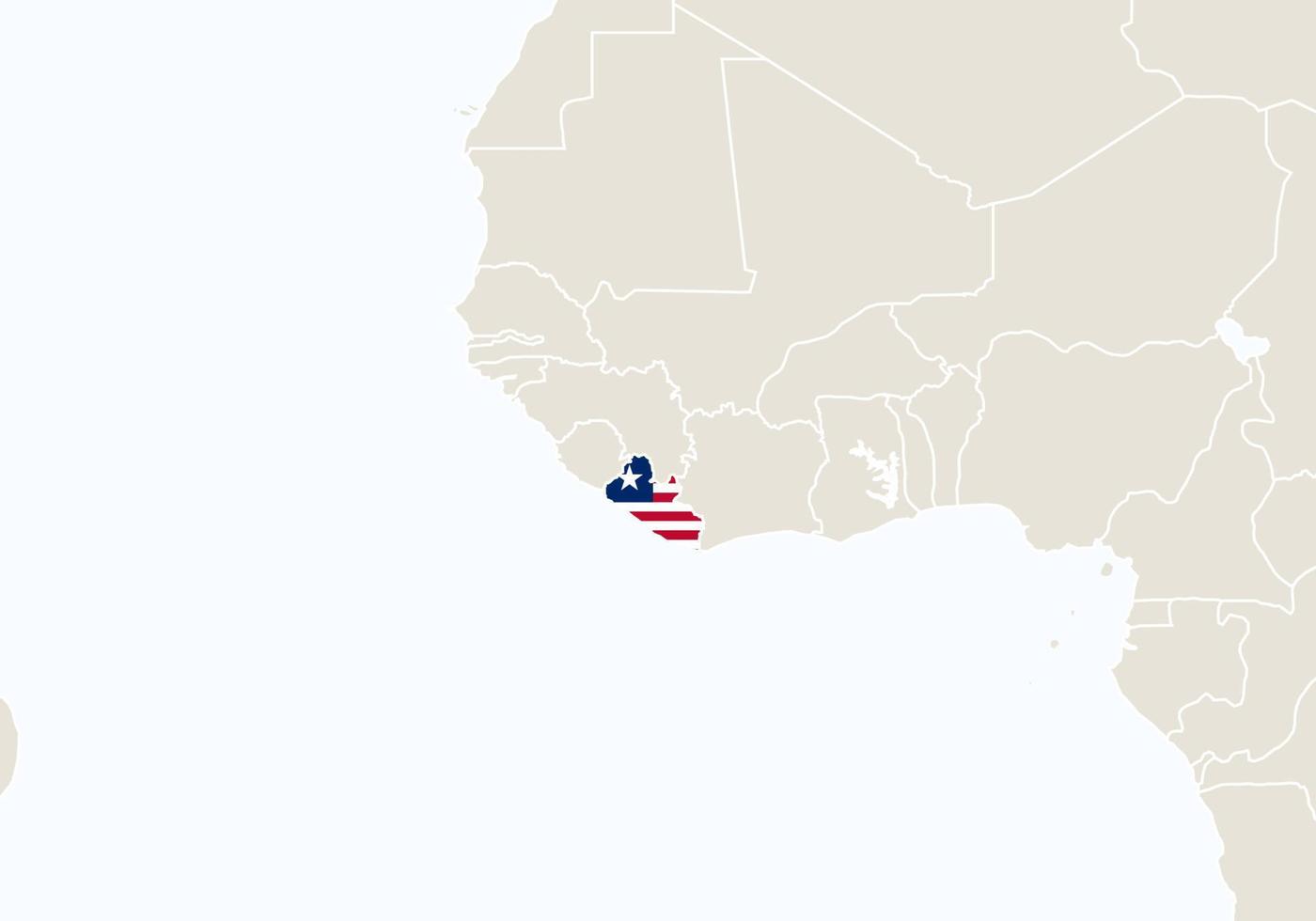áfrica con el mapa de liberia resaltado. vector