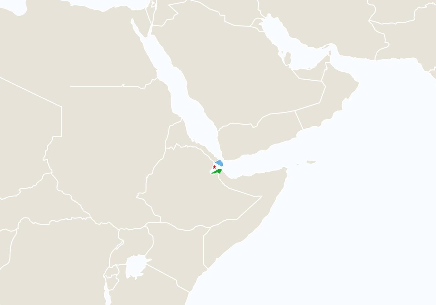 áfrica con el mapa de djibouti resaltado. vector