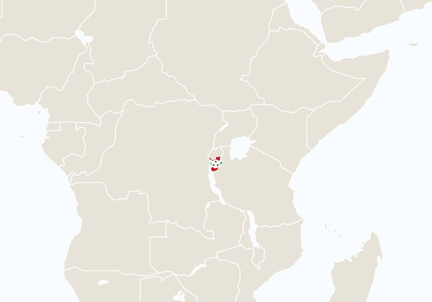 Africa with highlighted Burundi map. vector