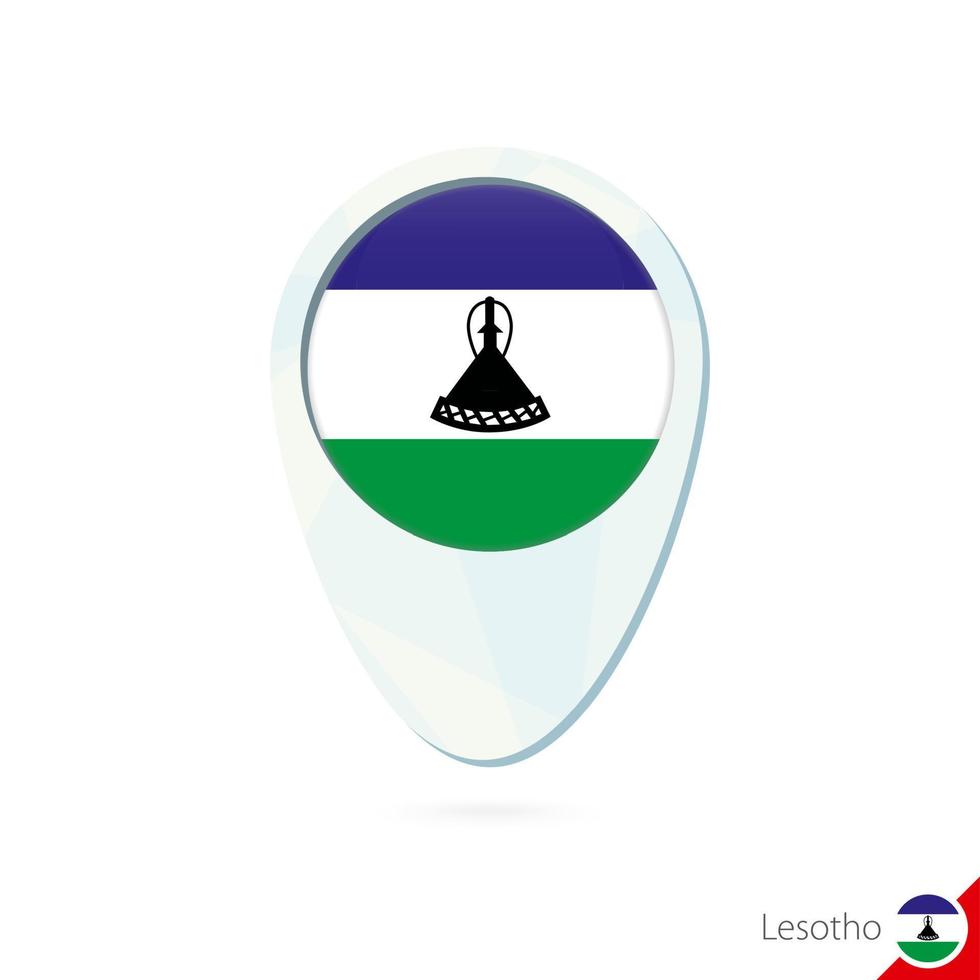 Lesotho flag location map pin icon on white background. vector