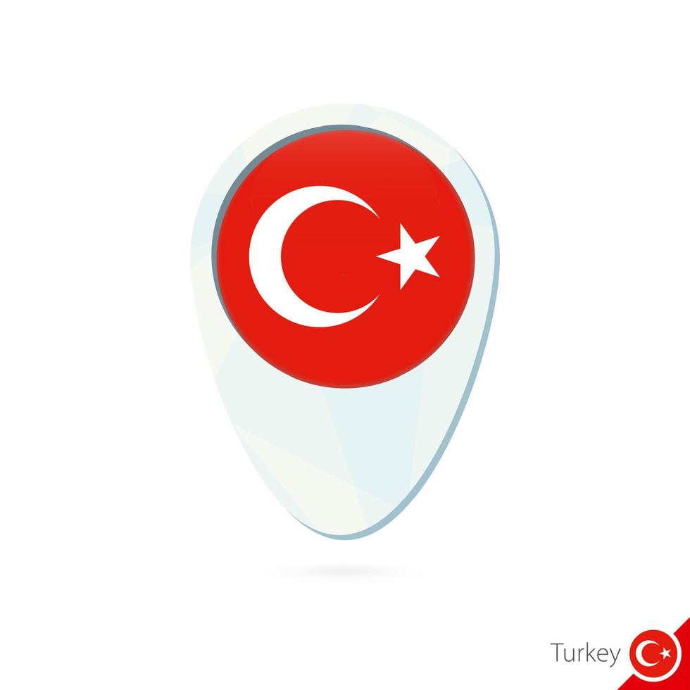 Turquía bandera ubicación mapa pin icono sobre fondo blanco. vector