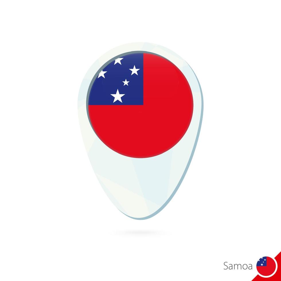 icono de pin de mapa de ubicación de bandera de samoa sobre fondo blanco. vector