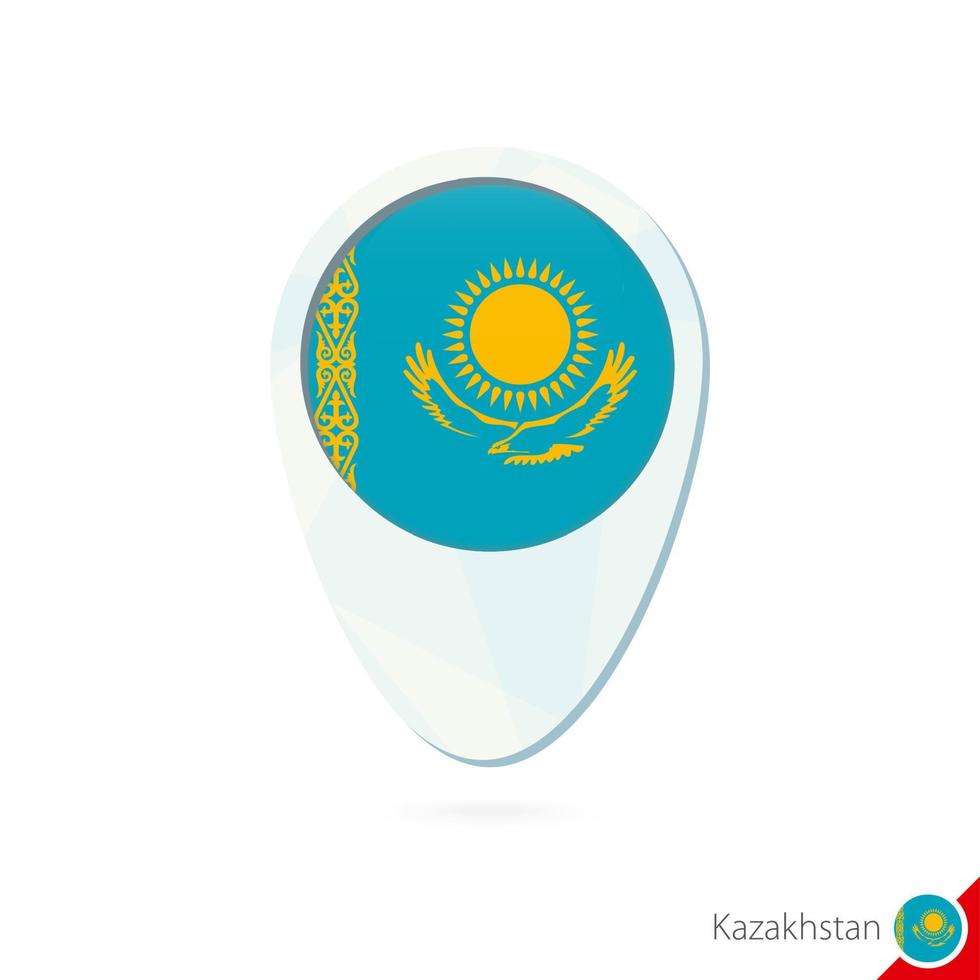 Kazakhstan flag location map pin icon on white background. vector