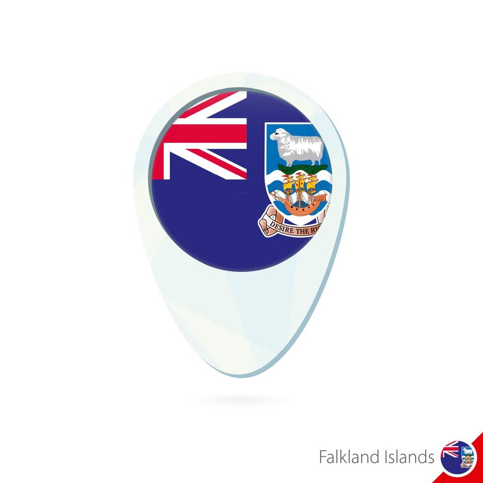 Falkland Islands flag location map pin icon on white background. vector