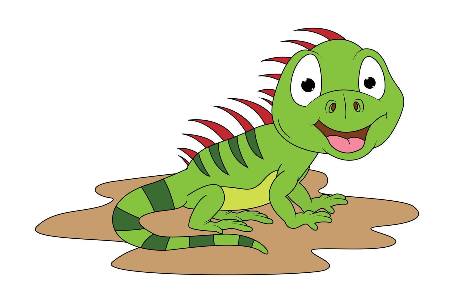 cute iguana cartoon illustration design vector