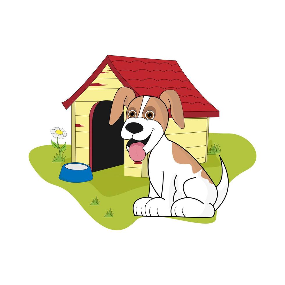 cute dog cartoon simple vector illustration