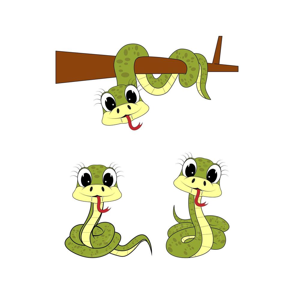 cute snake cartoon simple vector illustration