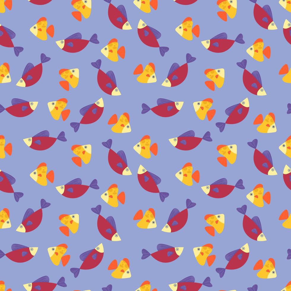 Cute fish cartoon seamples pattern design vector