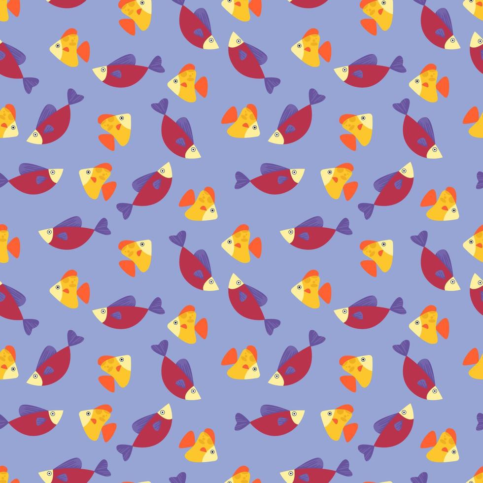 Cute fish cartoon seamples pattern design vector