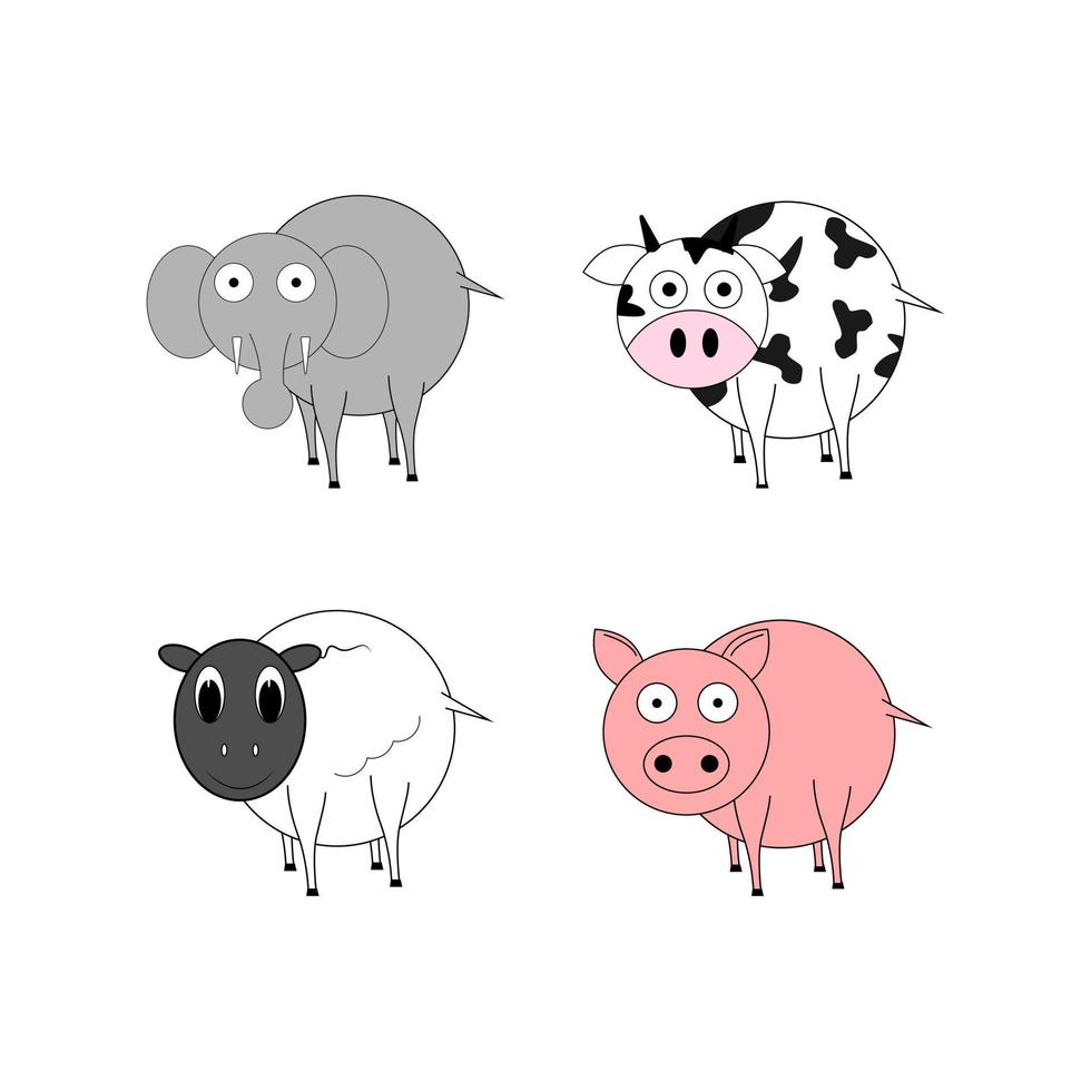 ilustración de vector simple de dibujos animados de animales lindos