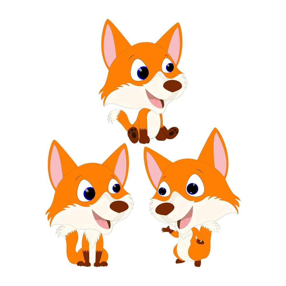 cute fox cartoon simple vector illustration