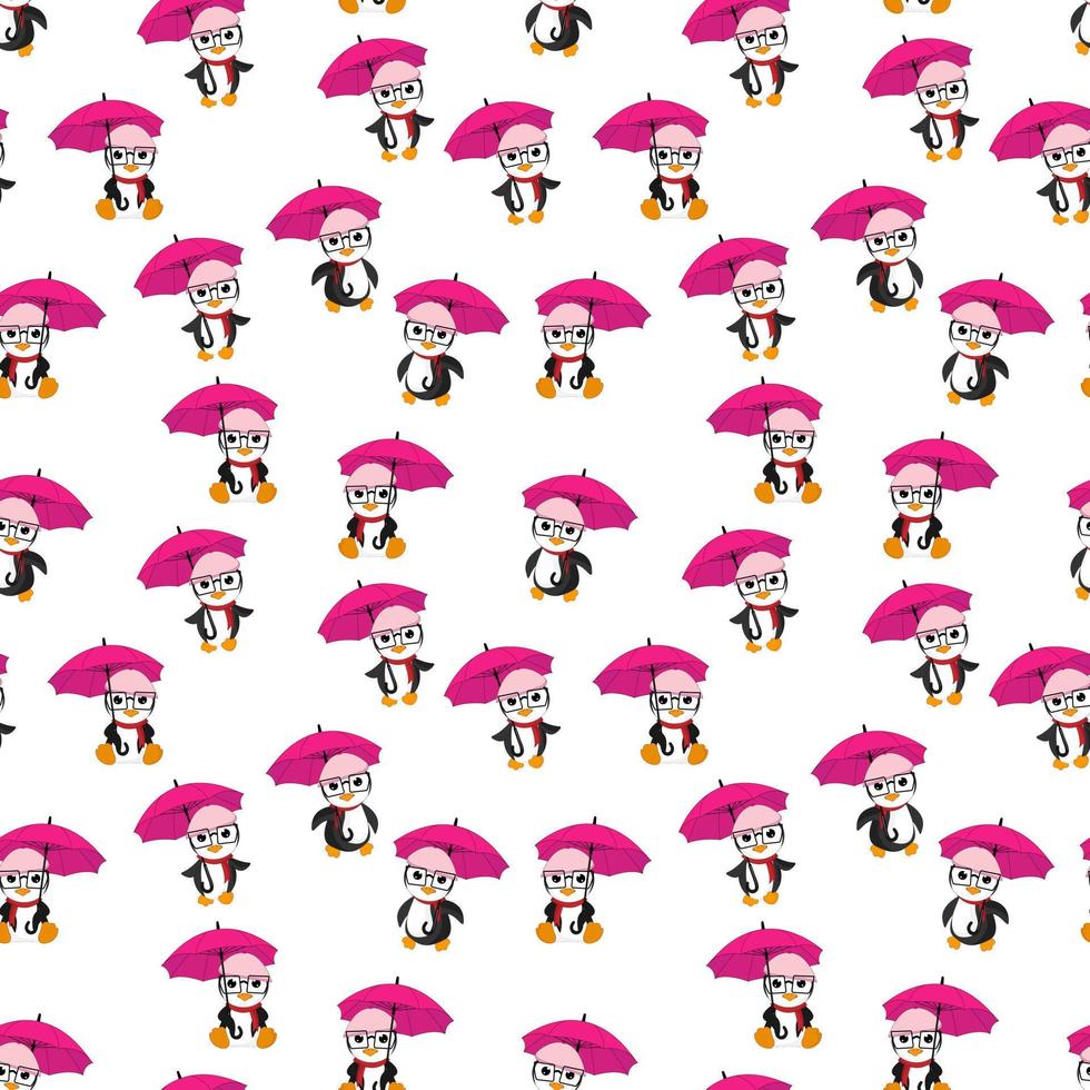 Cute penguin cartoon seamples pattern design vector