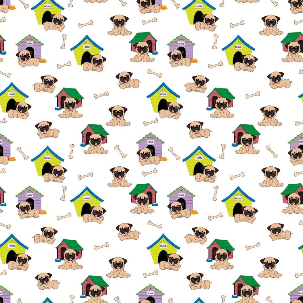 Cute dog cartoon seamples pattern design vector