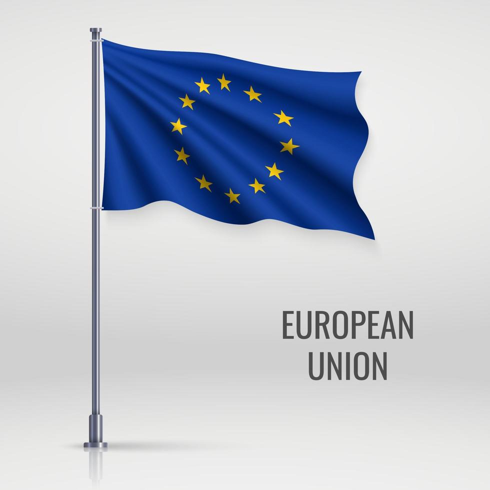 Waving flag on flagpole. vector