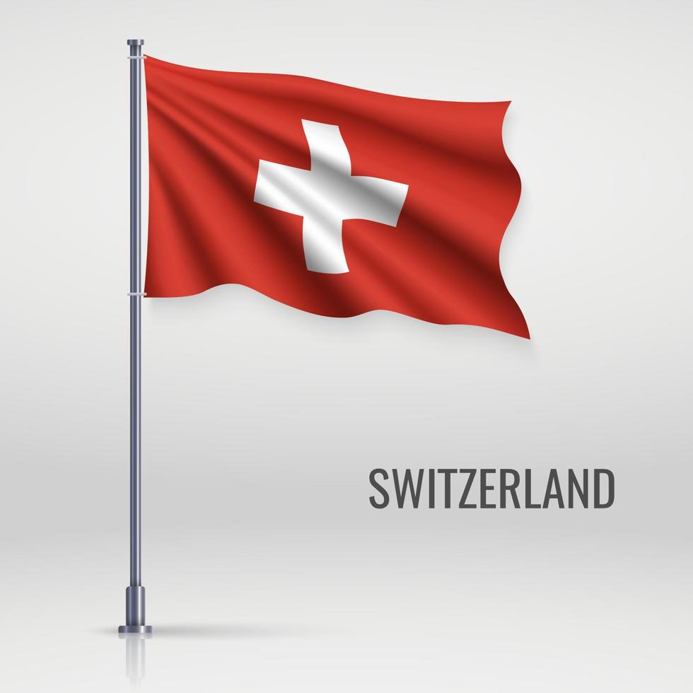 Waving flag on flagpole. vector