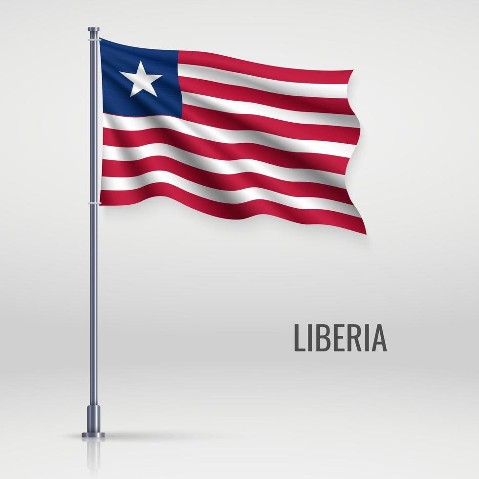 Waving flag on flagpole vector