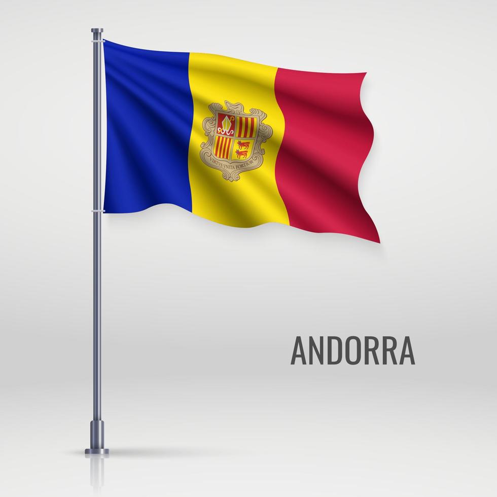 ondeando la bandera en el asta de la bandera. vector