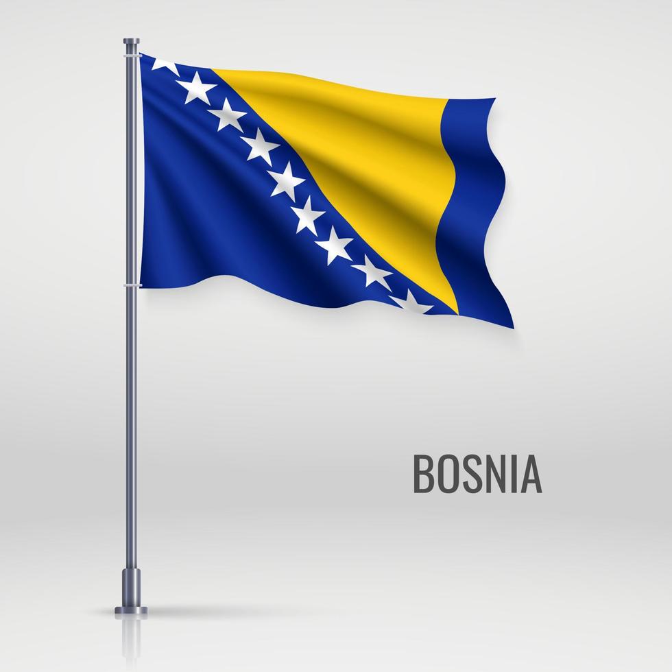 Waving flag on flagpole. vector