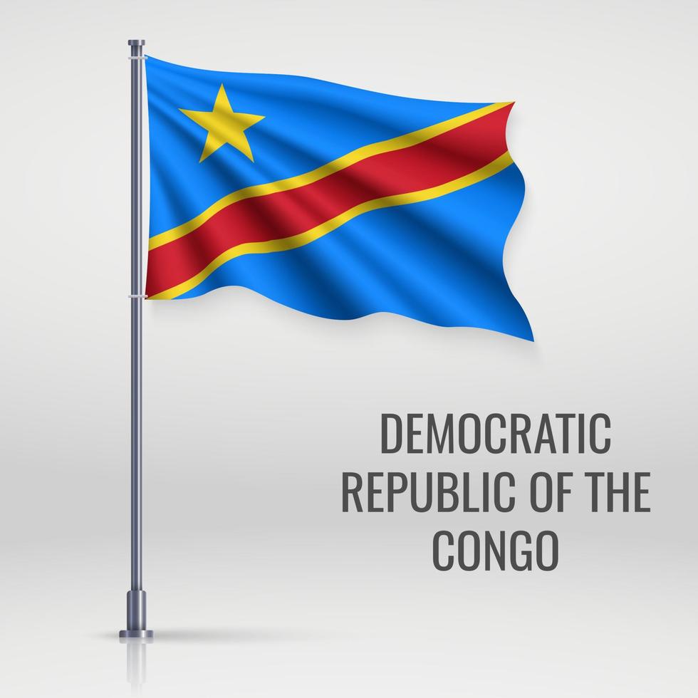 Waving flag on flagpole vector