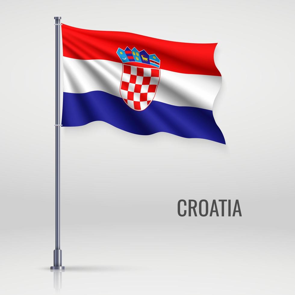 Waving flag on flagpole. vector