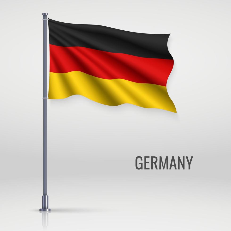 Waving flag on flagpole. vector