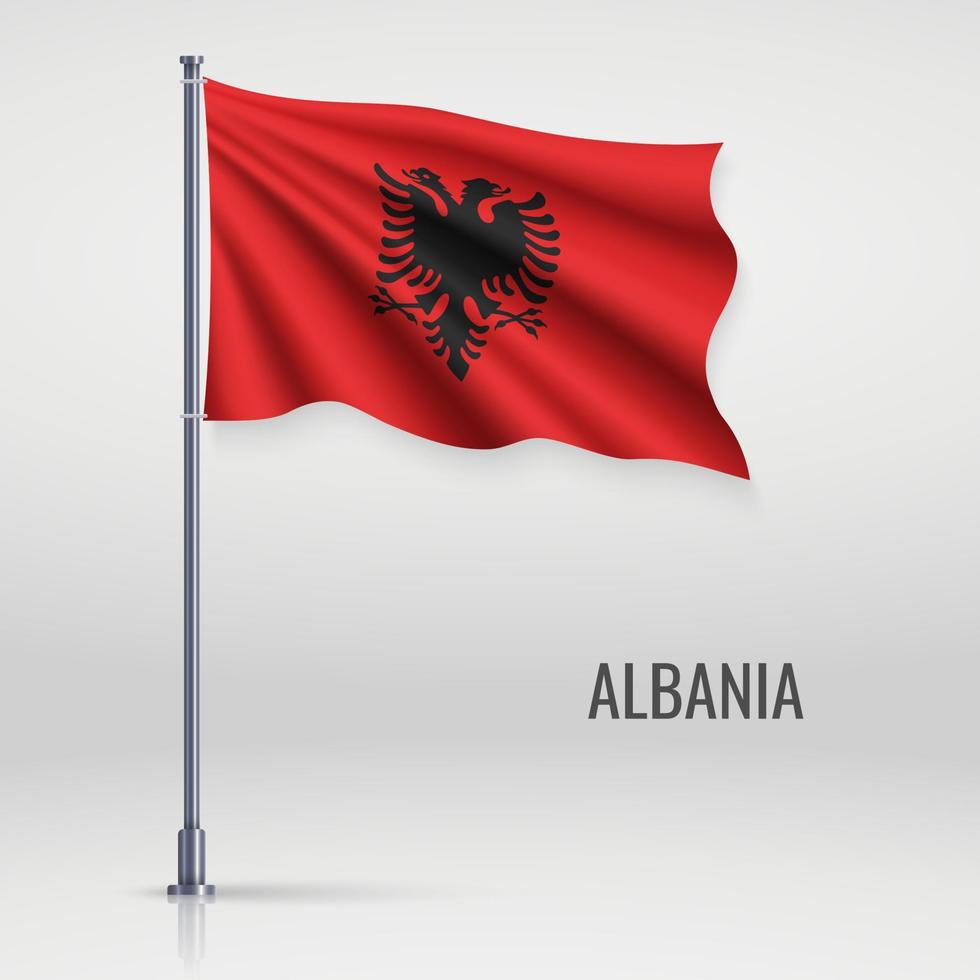 Waving flag on flagpole. vector