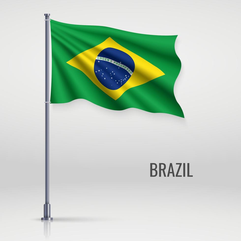 Waving flag  on flagpole. vector