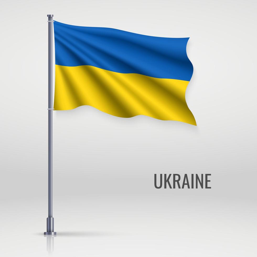 Waving flag on flagpole. vector