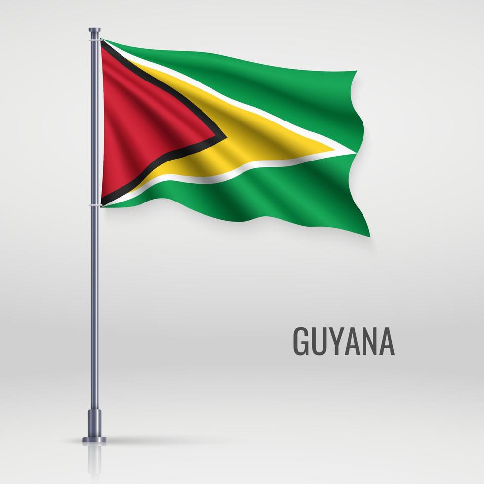 Waving flag  on flagpole. vector