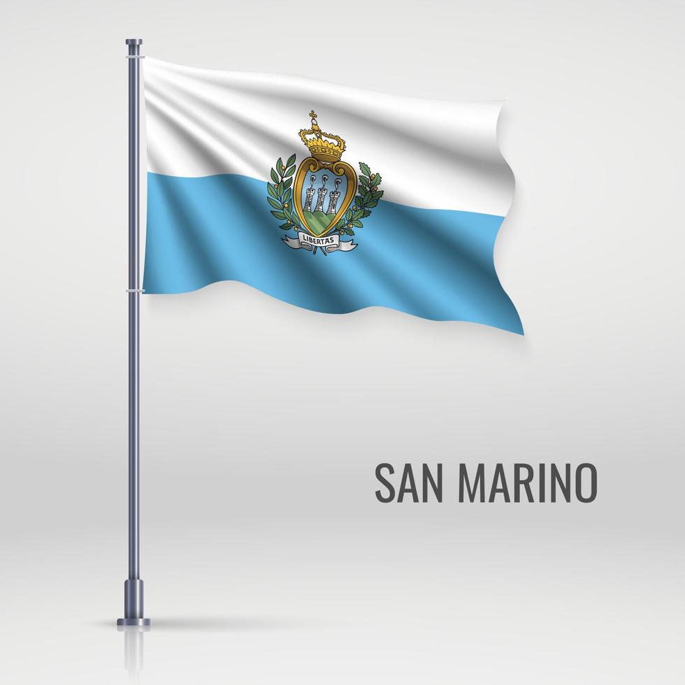 Waving flag on flagpole. vector