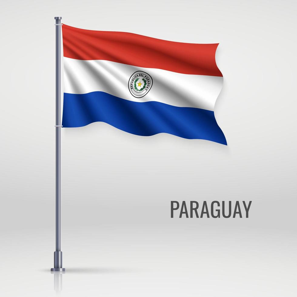 Waving flag  on flagpole. vector