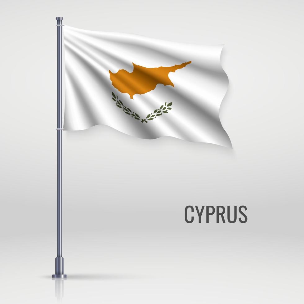 Waving flag on flagpole. vector