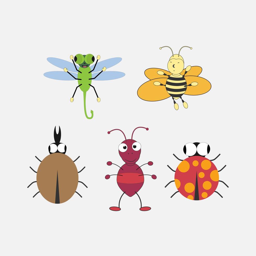 Ilustración de vector simple de dibujos animados lindo insecto