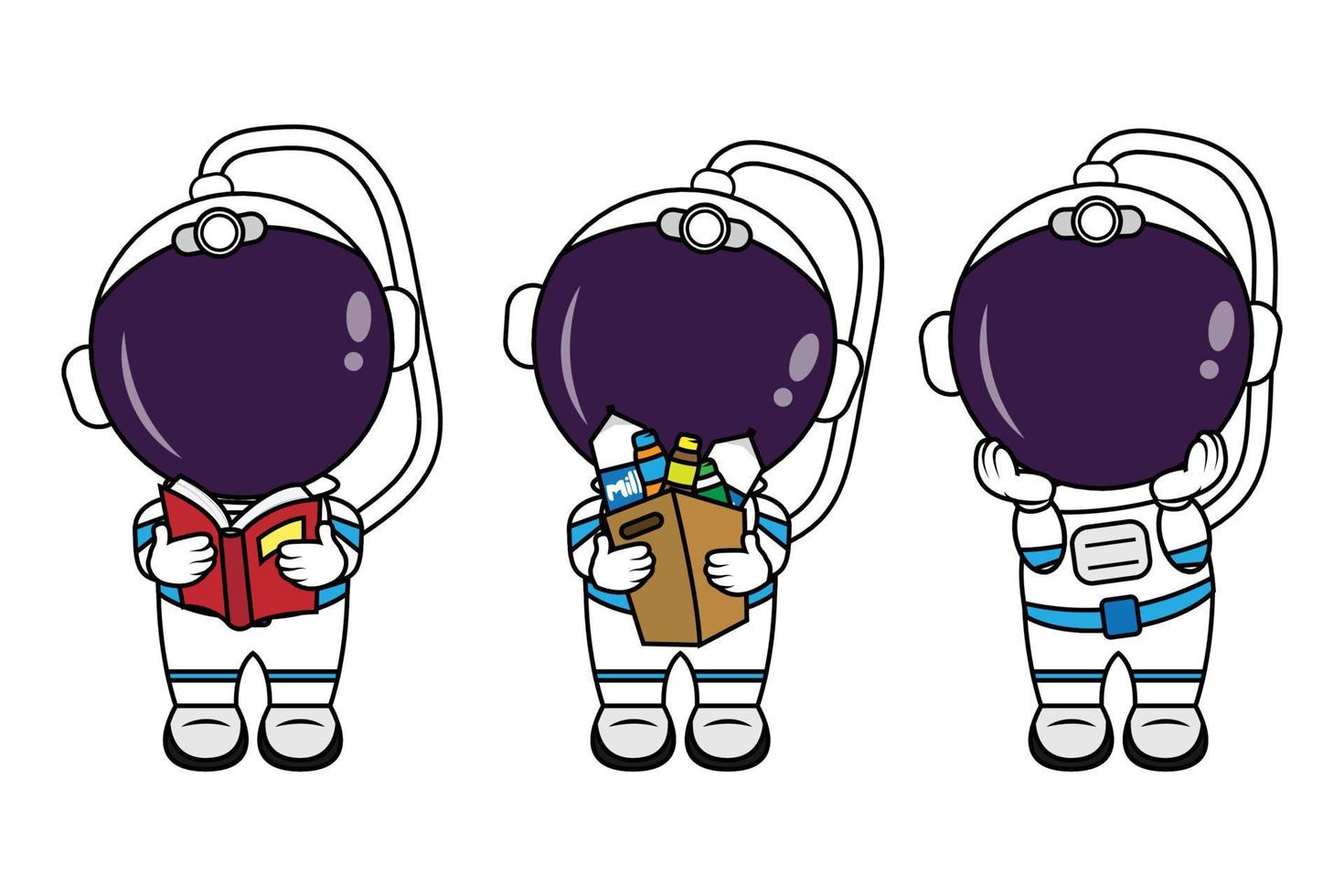 cute astronaut cartoon illustration design vector