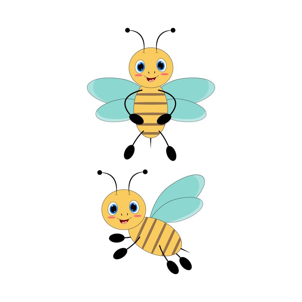 Ilustración de vector simple de dibujos animados lindo abeja